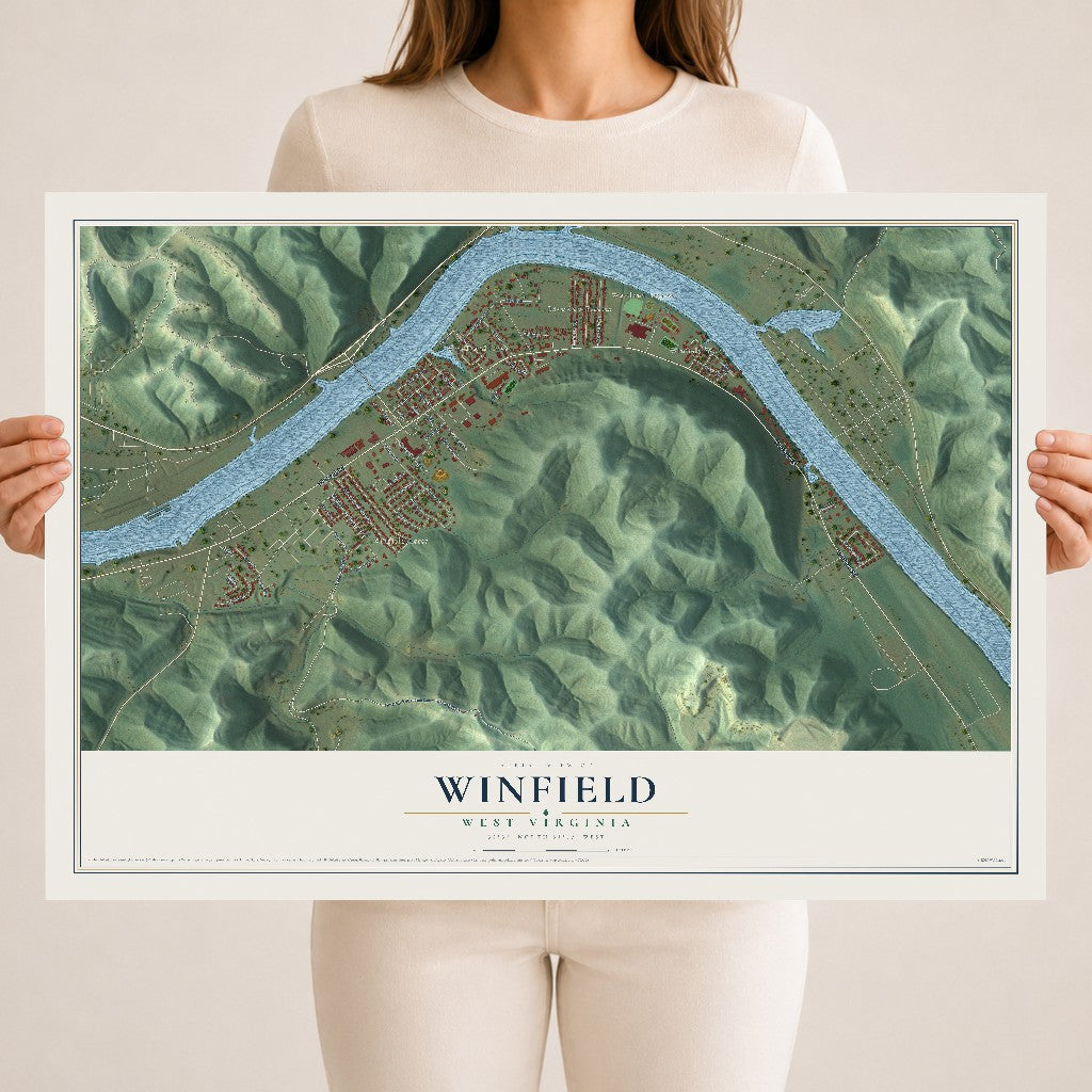 Map of Winfield, West Virginia, 18 x 24 inch unframed archival matte print