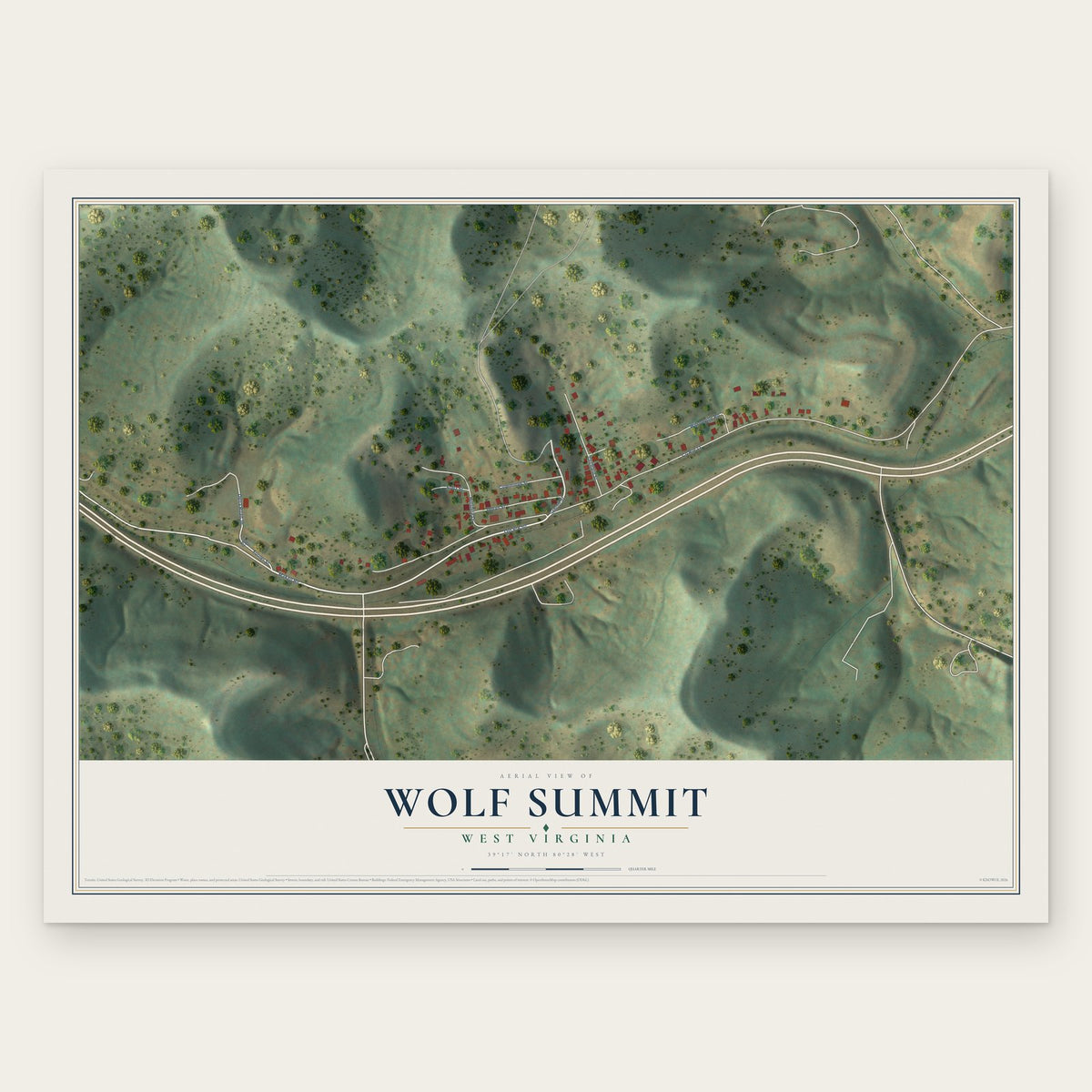 Wolf Summit, West Virginia map print, the full design