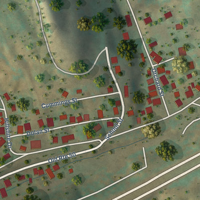 Close-up of the map of Wolf Summit, West Virginia print showing street and building detail