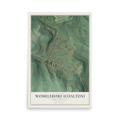 Map of Womelsdorf (Coalton), West Virginia, 12 x 18 inch unframed archival matte print