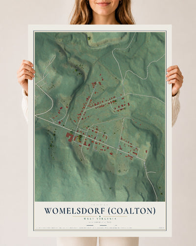 Map of Womelsdorf (Coalton), West Virginia, 24 x 36 inch unframed archival matte print