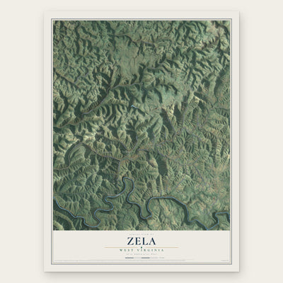Zela, West Virginia map print, the full design