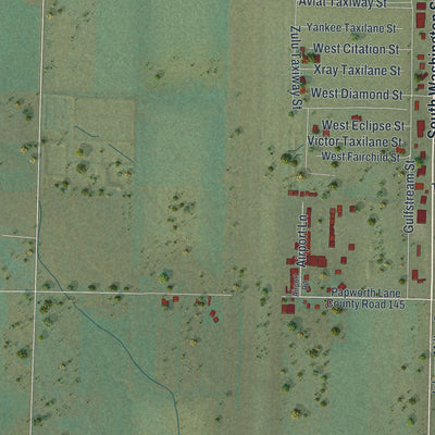Second close-up of the map of Afton, Wyoming print showing more streets and buildings