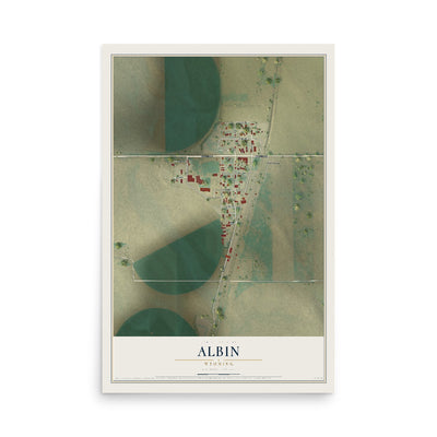 Map of Albin, Wyoming, 12 x 18 inch unframed archival matte print