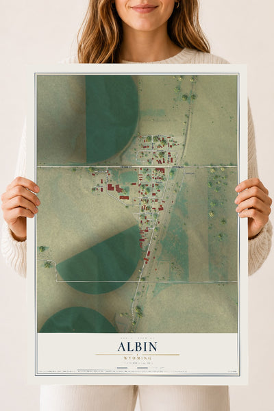 Map of Albin, Wyoming, 18 x 24 inch unframed archival matte print