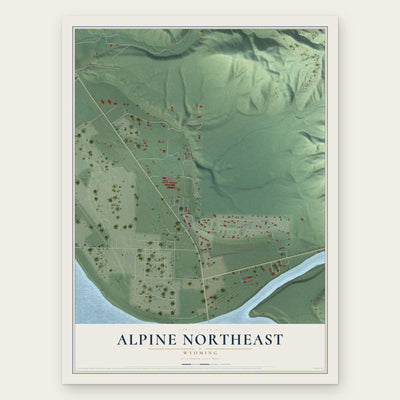 Alpine Northeast, Wyoming map print, the full design