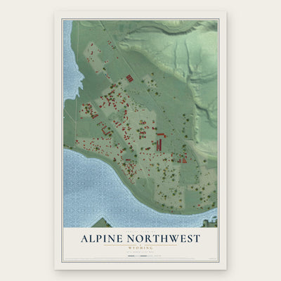Alpine Northwest, Wyoming map print, the full design