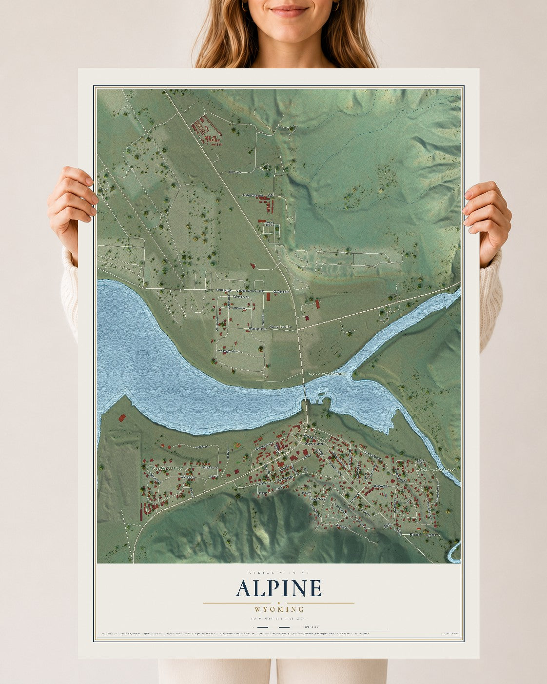 Map of Alpine, Wyoming, 24 x 36 inch unframed archival matte print