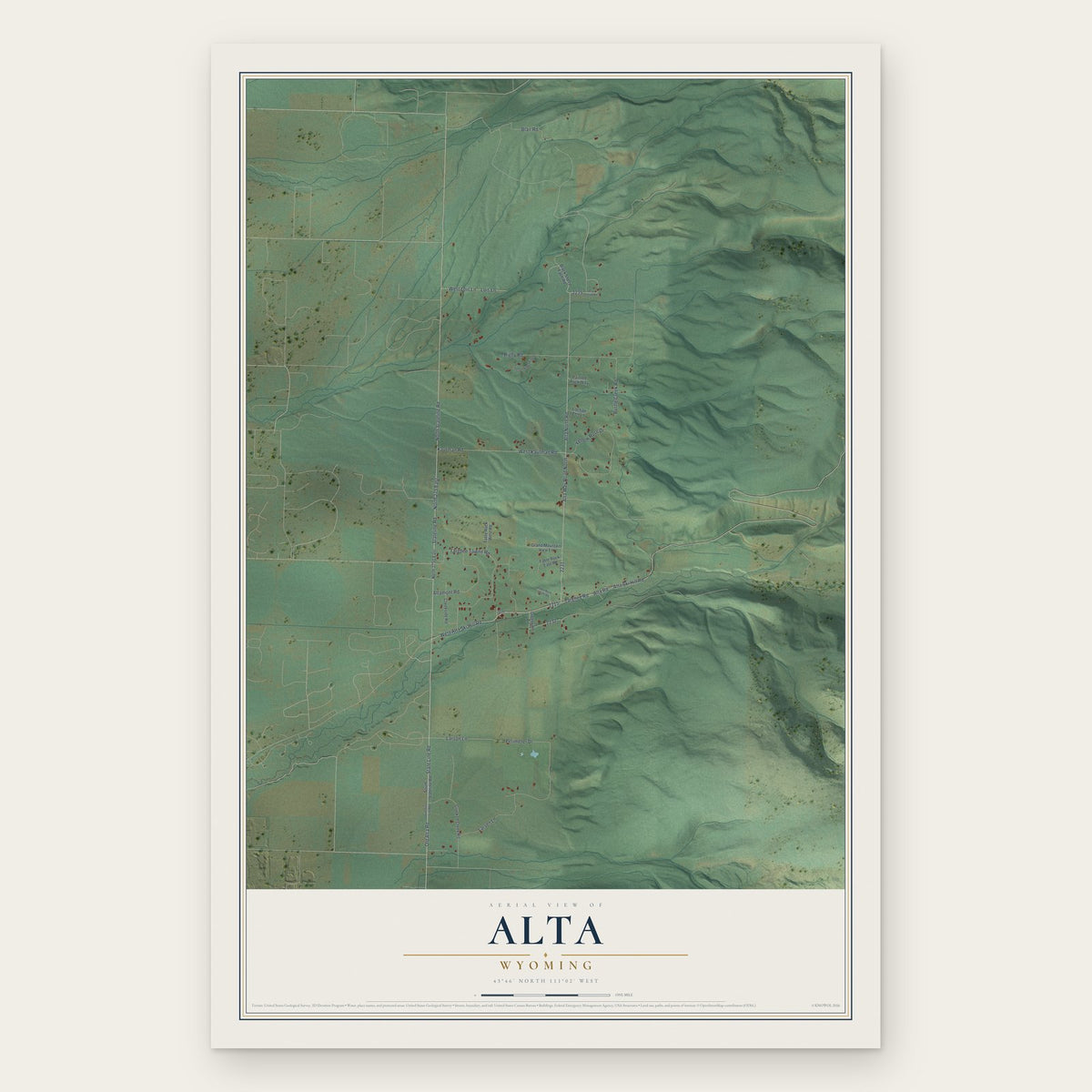 Alta, Wyoming map print, the full design