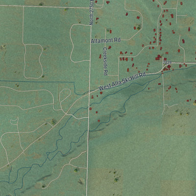Close-up of the map of Alta, Wyoming print showing street and building detail