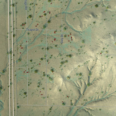 Close-up of the map of Antelope Hills, Wyoming print showing street and building detail