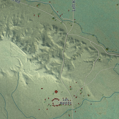Close-up of the map of Arapahoe, Wyoming print showing street and building detail