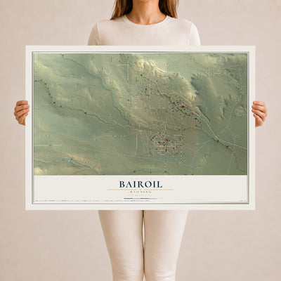 Map of Bairoil, Wyoming, 24 x 36 inch unframed archival matte print