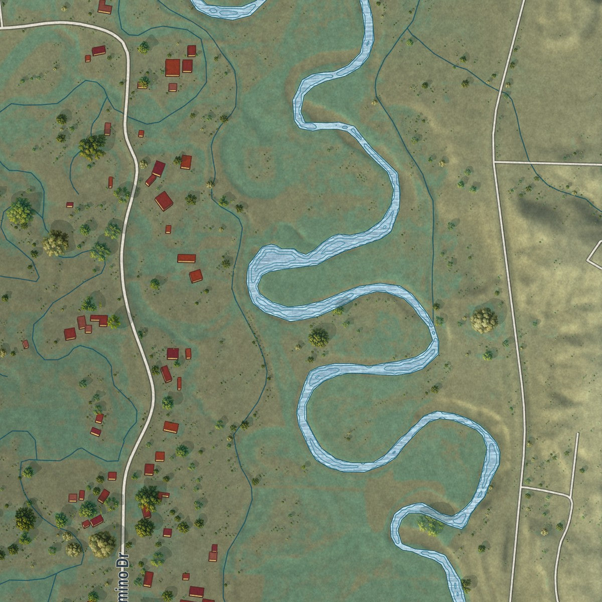 Close-up of the map of Bear River, Wyoming print showing street and building detail