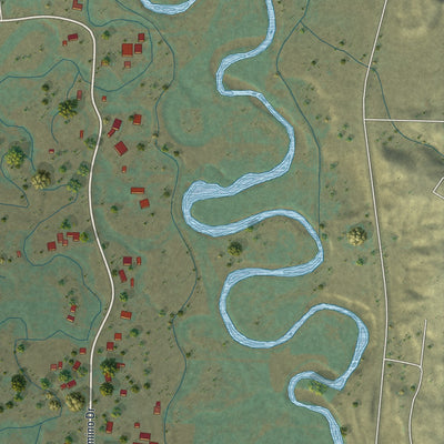 Close-up of the map of Bear River, Wyoming print showing street and building detail