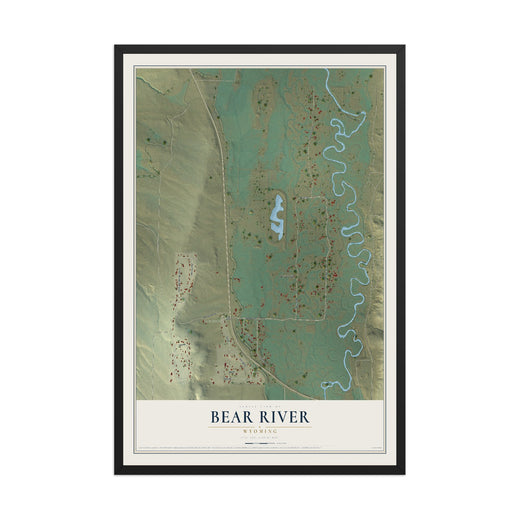Map of Bear River, Wyoming, 12 x 18 inch print in a black wood frame