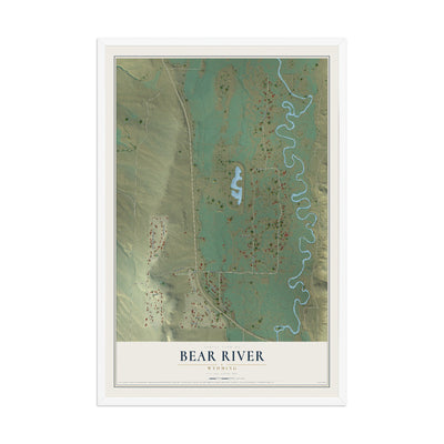 Map of Bear River, Wyoming, 12 x 18 inch print in a white wood frame