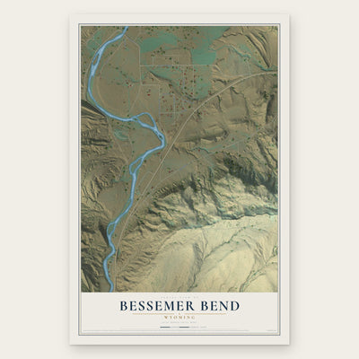 Bessemer Bend, Wyoming map print, the full design