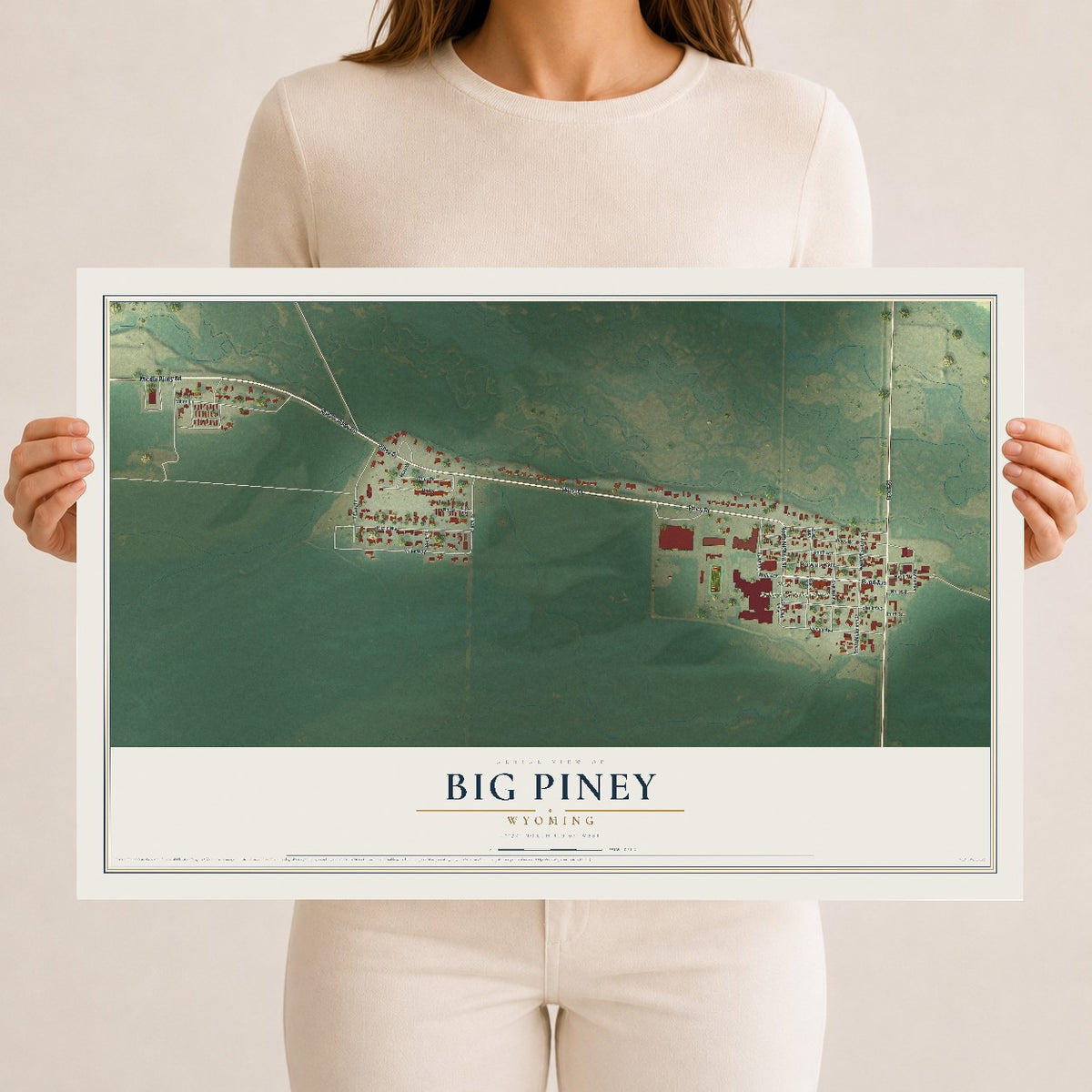 Map of Big Piney, Wyoming, 12 x 18 inch unframed archival matte print