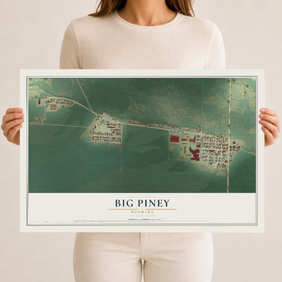 Map of Big Piney, Wyoming, 12 x 18 inch unframed archival matte print