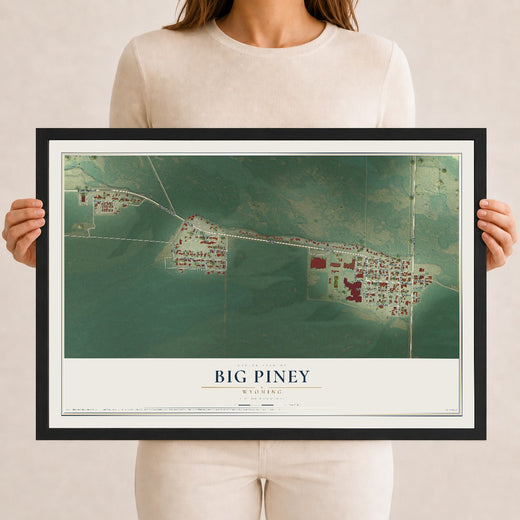 Map of Big Piney, Wyoming, 12 x 18 inch print in a black wood frame