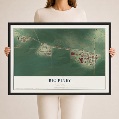 Map of Big Piney, Wyoming, 24 x 36 inch print in a black wood frame