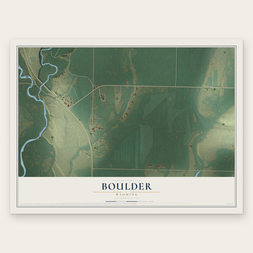 Boulder, Wyoming map print, the full design