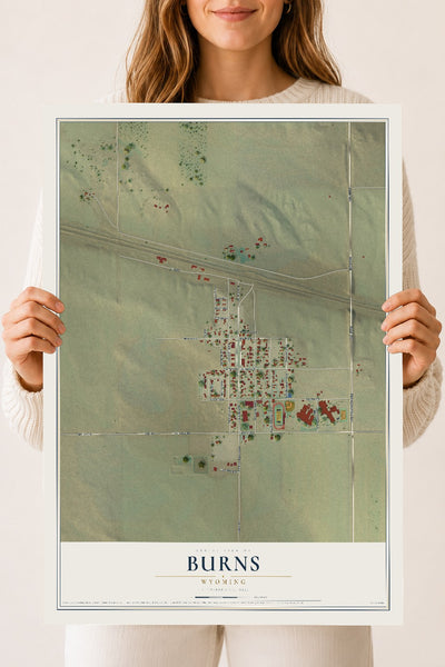 Map of Burns, Wyoming, 18 x 24 inch unframed archival matte print