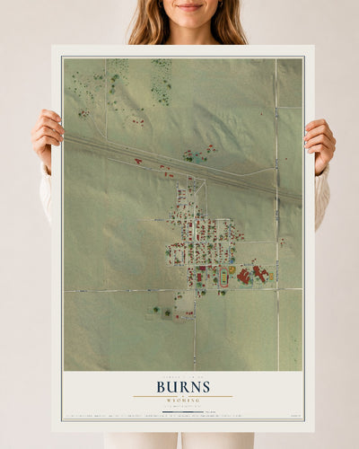 Map of Burns, Wyoming, 24 x 36 inch unframed archival matte print