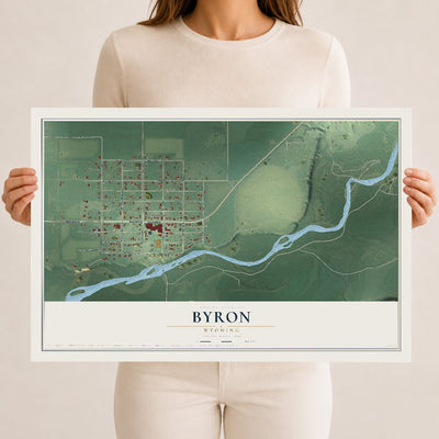 Map of Byron, Wyoming, 12 x 18 inch unframed archival matte print