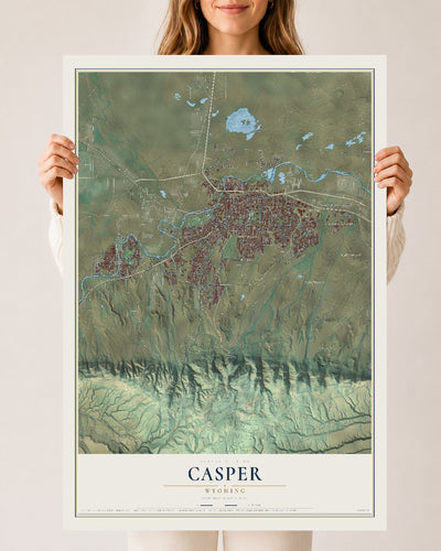 Map of Casper, Wyoming, 24 x 36 inch unframed archival matte print