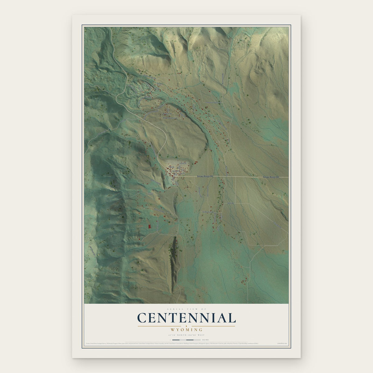Centennial, Wyoming map print, the full design