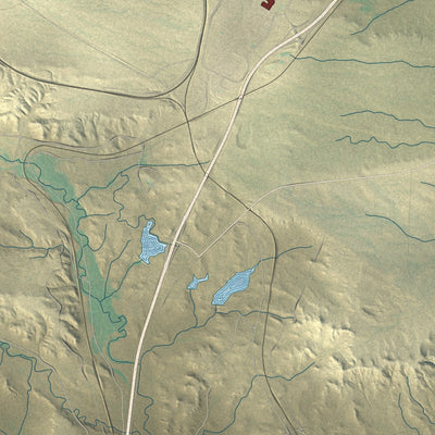 Second close-up of the map of Cheyenne, Wyoming print showing more streets and buildings