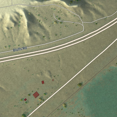 Second close-up of the map of Chugwater, Wyoming print showing more streets and buildings