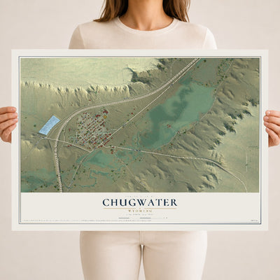 Map of Chugwater, Wyoming, 18 x 24 inch unframed archival matte print