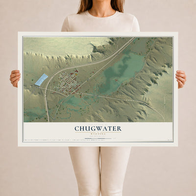 Map of Chugwater, Wyoming, 24 x 36 inch unframed archival matte print