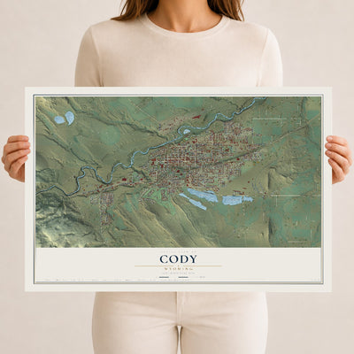Map of Cody, Wyoming, 12 x 18 inch unframed archival matte print