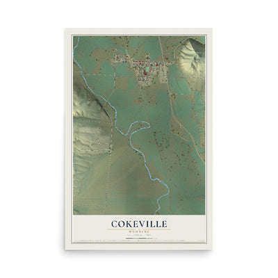 Map of Cokeville, Wyoming, 12 x 18 inch unframed archival matte print