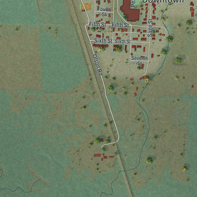Second close-up of the map of Cokeville, Wyoming print showing more streets and buildings