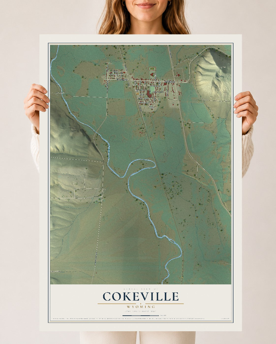 Map of Cokeville, Wyoming, 24 x 36 inch unframed archival matte print
