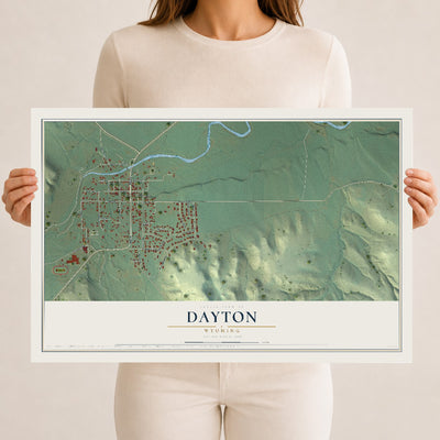 Map of Dayton, Wyoming, 12 x 18 inch unframed archival matte print