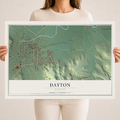 Map of Dayton, Wyoming, 18 x 24 inch unframed archival matte print