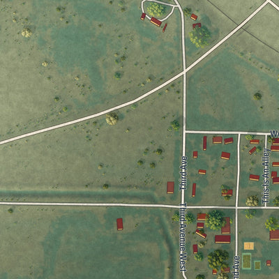 Close-up of the map of Deaver, Wyoming print showing street and building detail