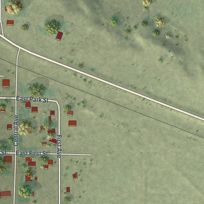 Second close-up of the map of Deaver, Wyoming print showing more streets and buildings