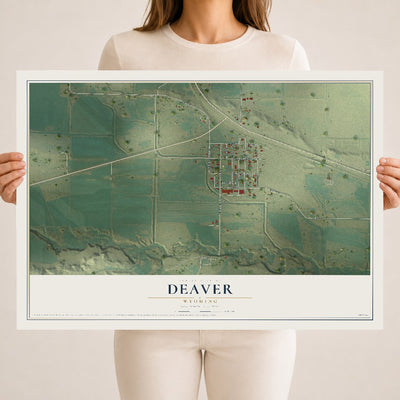 Map of Deaver, Wyoming, 18 x 24 inch unframed archival matte print