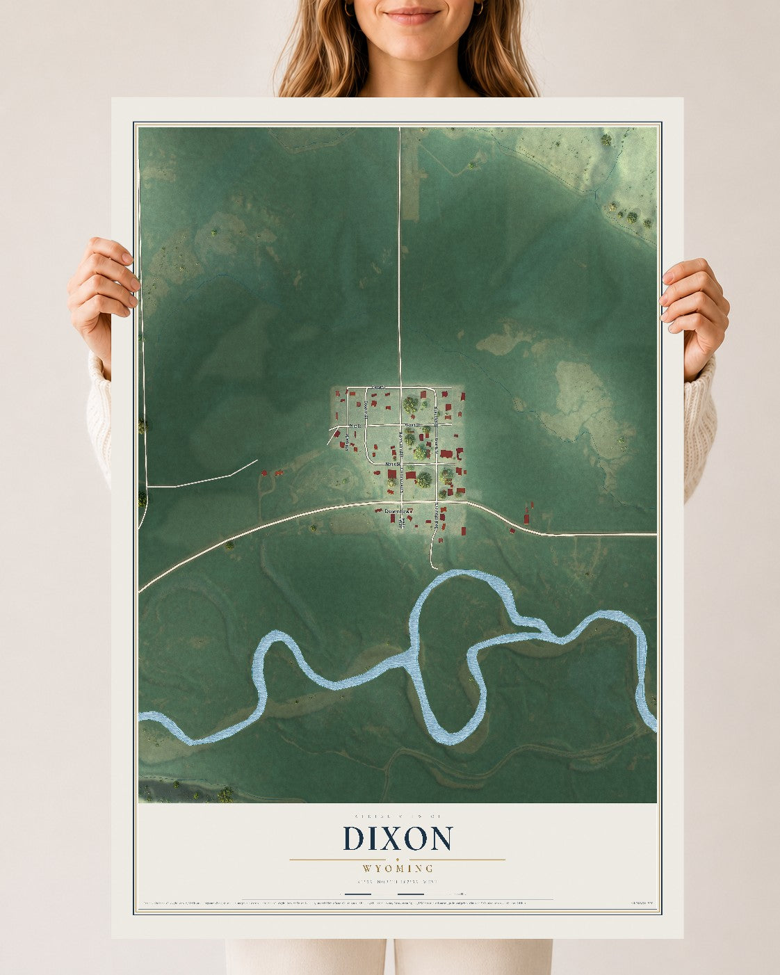 Map of Dixon, Wyoming, 24 x 36 inch unframed archival matte print