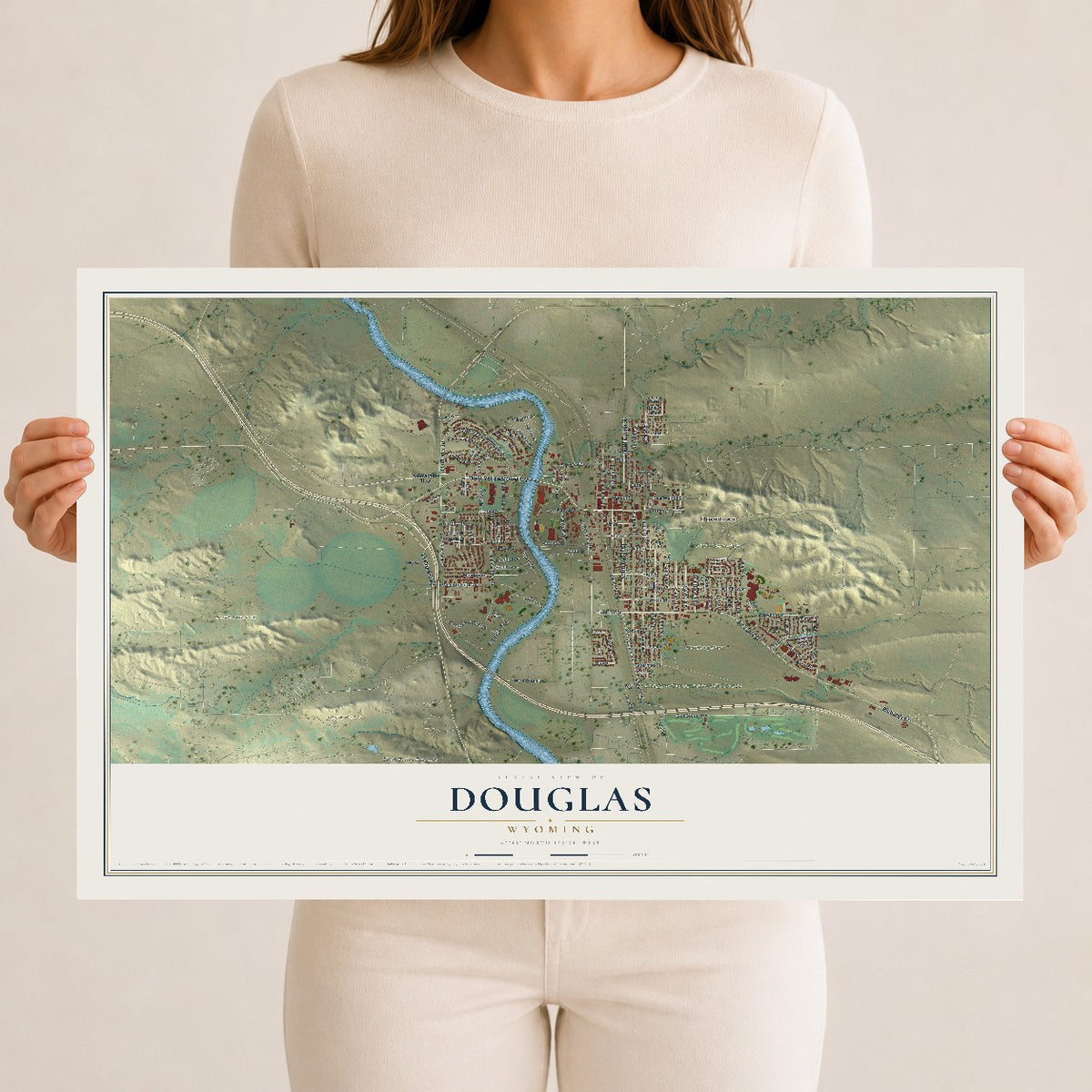 Map of Douglas, Wyoming, 12 x 18 inch unframed archival matte print