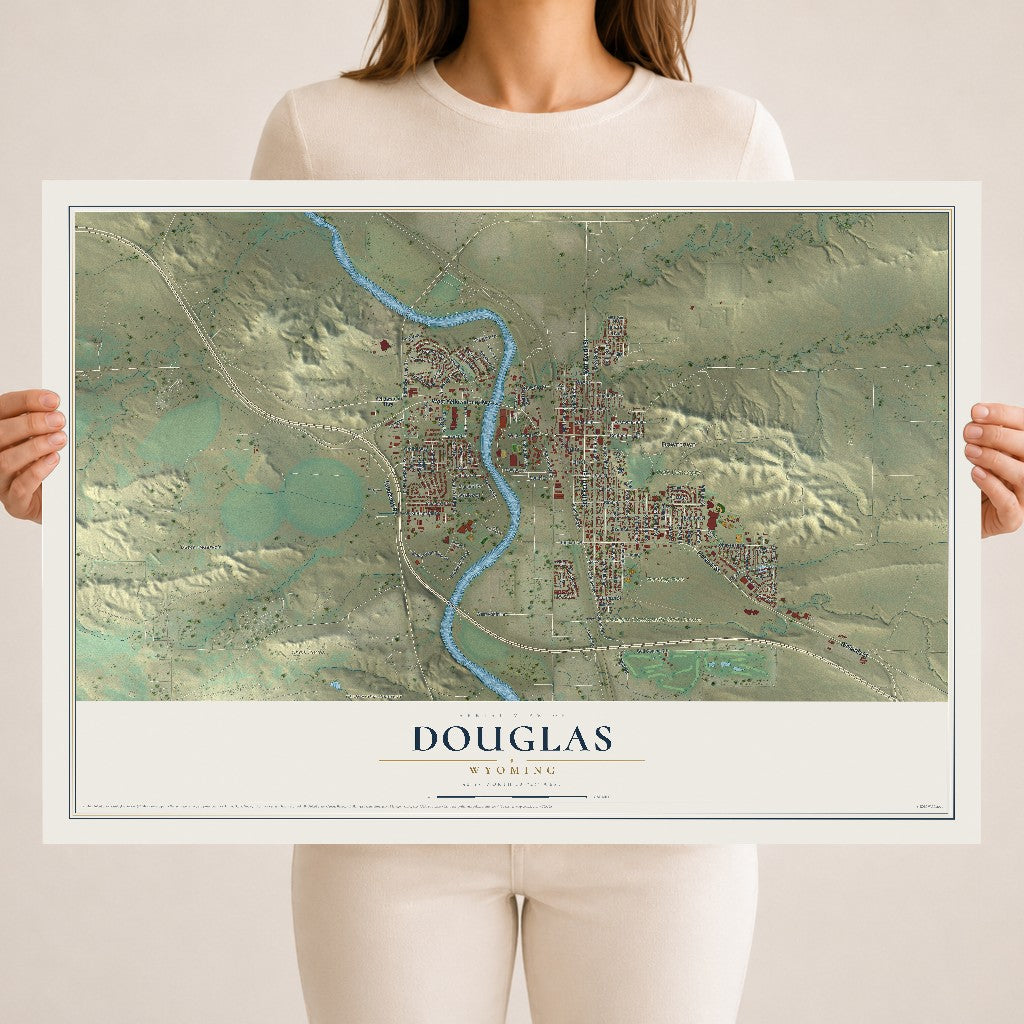 Map of Douglas, Wyoming, 18 x 24 inch unframed archival matte print