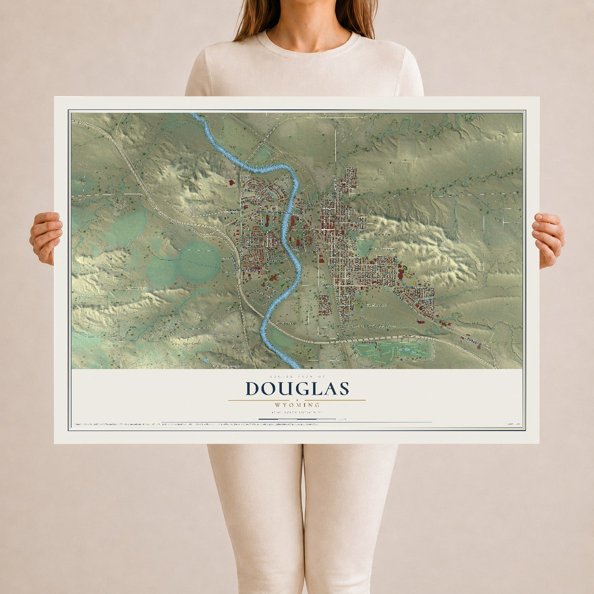 Map of Douglas, Wyoming, 24 x 36 inch unframed archival matte print
