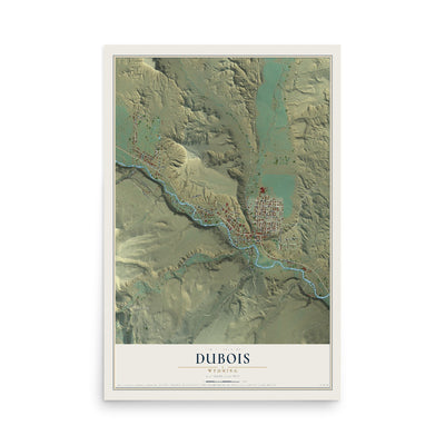 Map of Dubois, Wyoming, 12 x 18 inch unframed archival matte print